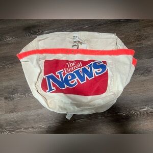 Vintage Detroit News Canvas Delivery Bag with Red and Blue Logo